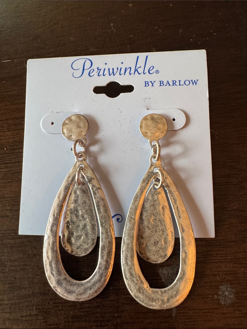 Periwinkle by Barlow Hammered Silver-Tone Layered Teardrop Earrings